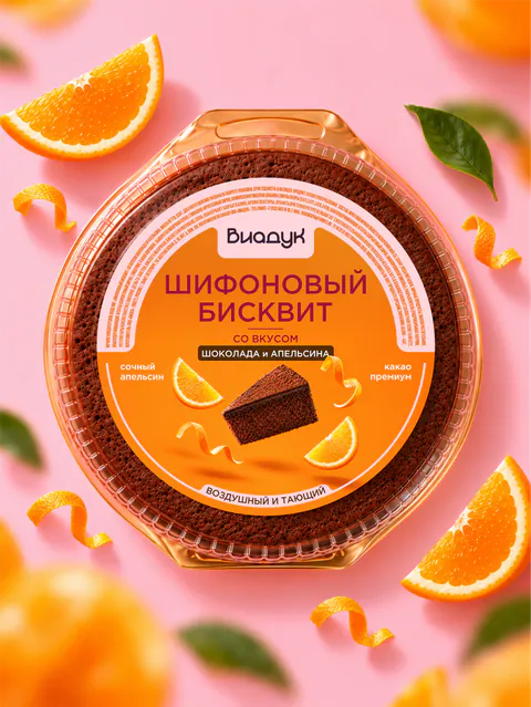 Дизайн упаковки: этикетка для шифонового бисквита «Виадук»
