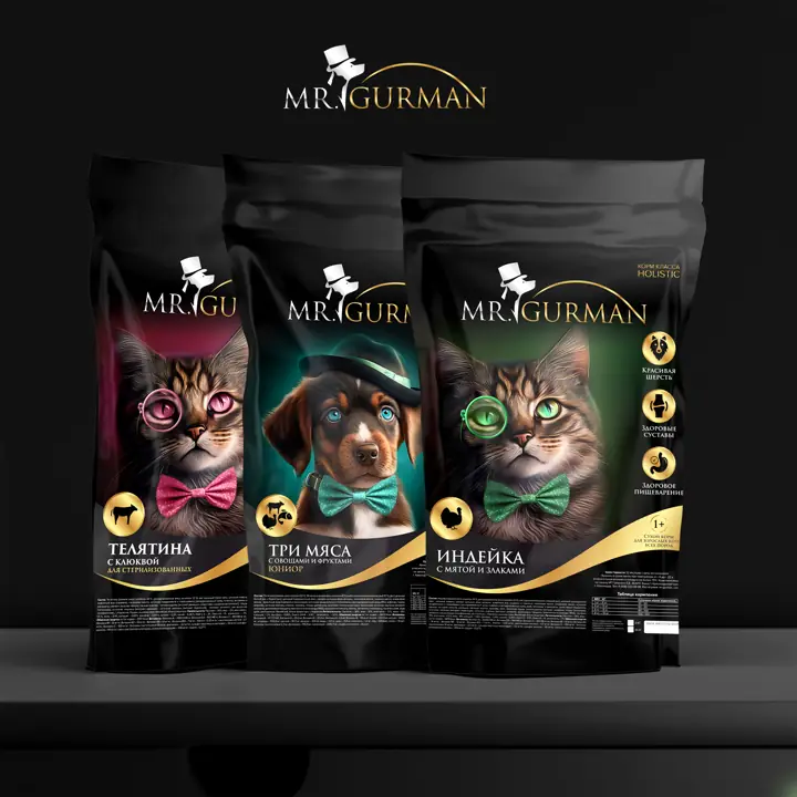 Дизайн упаковки: Линейка кормов для кошек MR.GURMAN